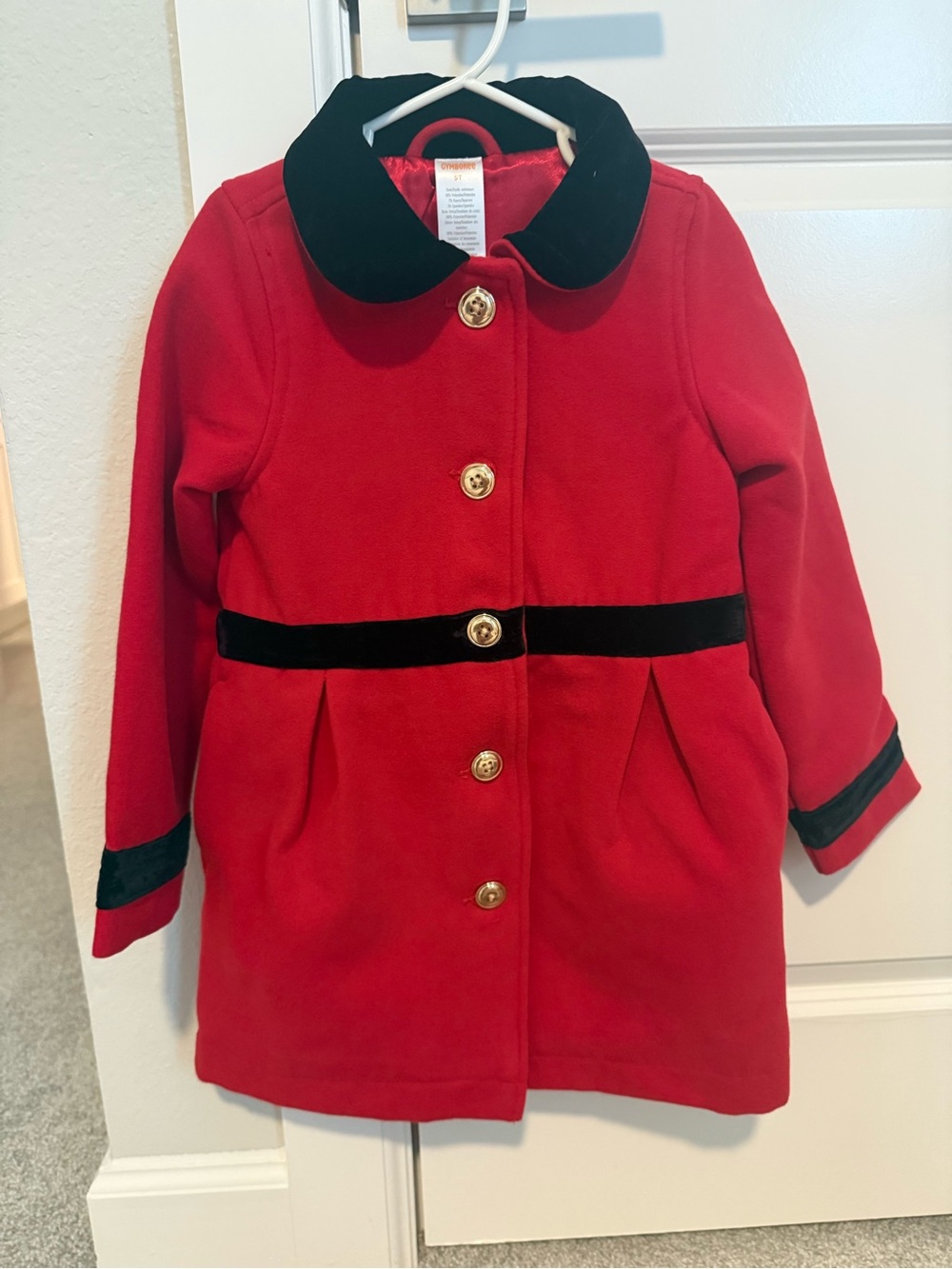 Gymboree Red Coat with Black Velvet Trim